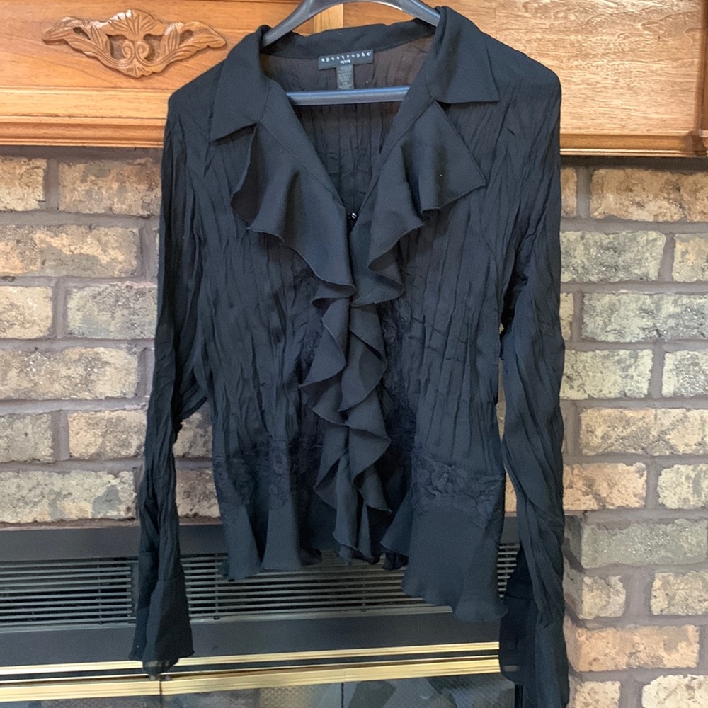 Womens size xl petite black blouse by apostrophe euc